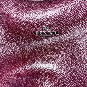 COACH Authentic Pebble Leather Hobo Bag Purple/Burgundy